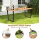 Acacia wood outdoor dining table with a 2-inch umbrella hole, ideal for 6 people, perfect for backyard or patio use.