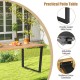 Acacia wood outdoor dining table with a 2-inch umbrella hole, sturdy metal frame, and adjustable footpads for stability.