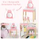Kids vanity set featuring a rabbit design, detachable mirror, and storage drawer, perfect for playroom or bedroom use.