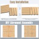 Acacia wood interlocking tile flooring showing easy installation steps for DIY assembly, ideal for garden or balcony.