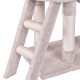 Close-up of the scratching posts on the 56-inch cat play tree, featuring soft fabric and sisal rope for climbing and.