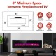 60-inch ultra-thin electric fireplace with remote control, customizable heating, and 12 flame colors for cozy ambiance.