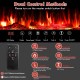 60-inch ultra-thin electric fireplace remote control features 12 flame colors, 750W/1500W heat settings, and 8H timer.