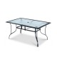 Rectangular 60 x 38 inch patio dining table with glass top, powder-coated steel frame, suitable for outdoor use.