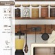 5-tier microwave stand in rustic brown with power outlet, 10 hooks, and open shelves for versatile kitchen storage.