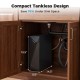 Compact tankless design of the 600 GPD AW-RB20 water filter, saving 70% under-sink space with dimensions 15.5" x 14.5".