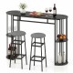 60-inch dining table with faux marble top and two upholstered barstools, perfect for small kitchens and apartments.