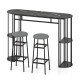 60-inch dining table with faux marble top and two upholstered barstools, perfect for small kitchens or apartments.
