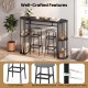 60-inch dining table with faux marble surface and 2 upholstered barstools, featuring cozy footrests and reinforced.