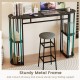 Narrow 60-inch bar table with faux marble tabletop and sturdy metal frame, ideal for small kitchens and living rooms.