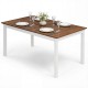 Rectangular 60-inch dining table with solid rubber wood legs, featuring a brown wooden surface, ideal for kitchens and.