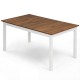 60-inch rectangular dinner table with a brown wooden top and solid rubber wood legs, perfect for dining rooms or.