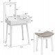 Vanity dressing table set with flip mirror, elegant white finish, includes stool and ample storage space for makeup.
