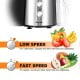 2 Speed Electric Juice Press with stainless steel design, featuring low and fast speed settings for efficient juicing.