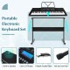 61-key electronic keyboard set with stand, foldable bench, and headphones, featuring clear LCD display and built-in.