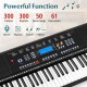 61-key electronic keyboard piano with LCD display, 300 timbres, and included stand, bench, headphones for beginners.