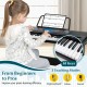 61-key electronic keyboard piano set with stand, bench, and headphones, featuring clear LCD display and 3 teaching.