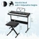 61-key electronic keyboard piano set with adjustable stand and padded stool, ideal for beginner musicians.
