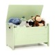 Green wooden kids toy box in crocodile shape, featuring safety hinge and handles, perfect for children's room storage.