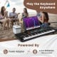 61-key portable digital keyboard piano in black, perfect for beginners, shown in a beach setting with friends.