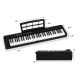 61-key foldable electronic piano keyboard in black, featuring MIDI function and dual keyboard for versatile music.