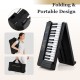61-key foldable piano keyboard in black, featuring a portable design and MIDI function for easy music creation.