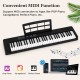 61-key foldable electronic keyboard in black with MIDI function, ideal for music learning and portable use.