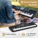61-key electric keyboard kit with adjustable stand and stool, featuring dual voices and beginner-friendly functions.