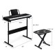 61-key electric keyboard kit with adjustable stand and stool, perfect for beginners, in sleek black finish.
