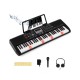 61-key portable electric piano keyboard in black with teaching mode, 200 rhythms, and microphone for beginners.