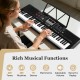61-key portable electric piano keyboard in black with 200 rhythms and tones, ideal for beginner music learning.
