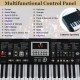 Multifunctional control panel of a 61 keys portable keyboard with 200 rhythms and tones, ideal for beginners.