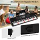 61-key portable electric piano keyboard in black with dual power supply modes, ideal for beginners and music learning.