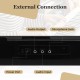External connection panel of the 61 keys portable keyboard, featuring power port, audio input, output, and microphone.