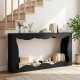 Narrow 63-inch black console table with wavy edge, featuring 2-tier storage for entryway or hallway decor.