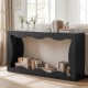 Narrow 63-inch black console table with wavy edge design, featuring a spacious top and open bottom shelf for stylish.
