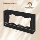 Dimensions of the 63-inch black console table with wavy edge, showing 2-tier storage and weight capacity of 132 lbs.
