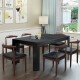 Modern 63-inch black dining table with spacious surface and sturdy wood legs, perfect for kitchen or dining room use.