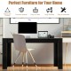Rectangular black dining table for 6, made of particleboard, spacious desktop, ideal for kitchen or dining room use.