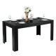 Rectangular black dining table for 6, made of particleboard, ideal for kitchen or dining room use.