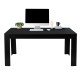 Black 63-inch dining table with smooth surface and ample legroom, perfect for dining rooms or modern offices.