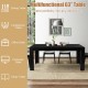 Rectangular 63" black dining table for 6, made of particleboard, ideal for kitchen or office use, with spacious surface.