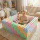 Colorful building blocks set for toddlers, featuring 64 BPA-free pieces for creative play and safe fun in a toy pool.