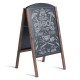 Wood A-frame sidewalk chalkboard sign, double-sided, 31.5 inches, ideal for advertising and announcements.