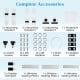 Complete accessory set for 6500 BTU window AC unit, including brackets, screws, gaskets, and rubber pads for secure installation.