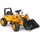 Kids ride-on excavator digger in yellow with realistic lifting arms and large wheels, perfect for indoor and outdoor.
