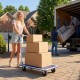 Folding platform cart dolly with three boxes, ideal for home or office use, showcasing its 660lbs capacity and foldable.