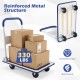 Folding platform cart dolly with a reinforced metal structure, holding boxes, maximum load 660 lbs, ideal for home and.