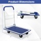 Folding platform cart dolly with blue vinyl surface, 660 lbs capacity, featuring swivel and regular wheels for easy.