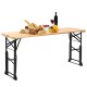 66.5-inch outdoor wood folding picnic table with adjustable heights, featuring a spacious tabletop for food and.